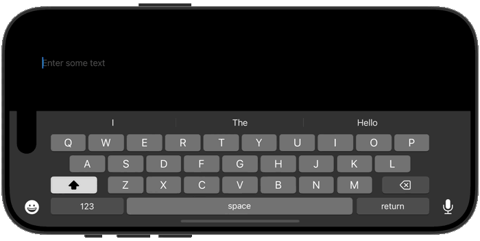 A visual of typing with the hardware and software keyboards not dismissing the software keyboard