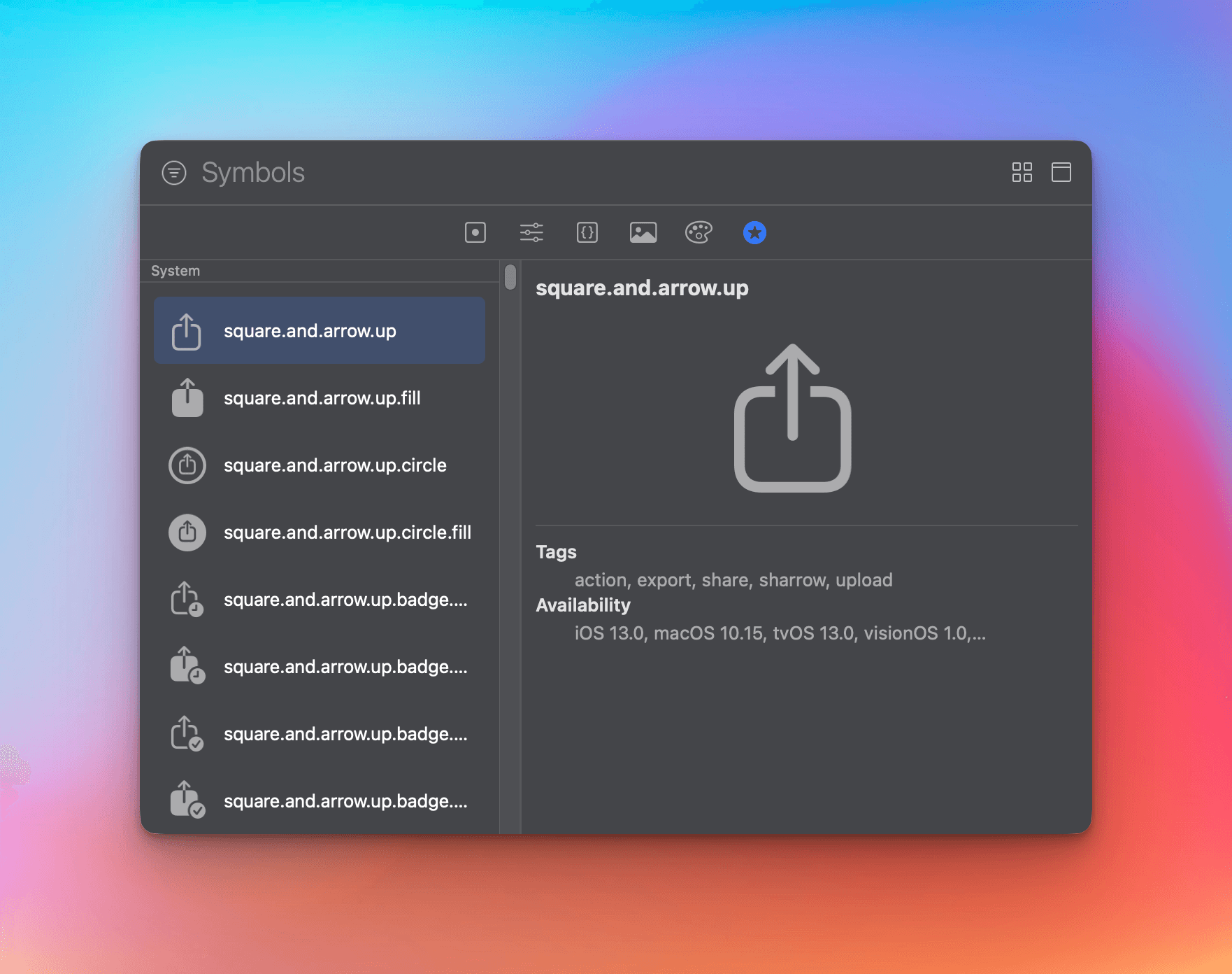 Search SF Symbols in Xcode